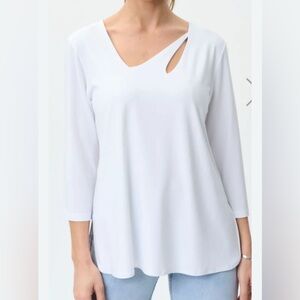 Joseph Ribkoff White Cut-Out Blouse 3/4 sleeves New 6